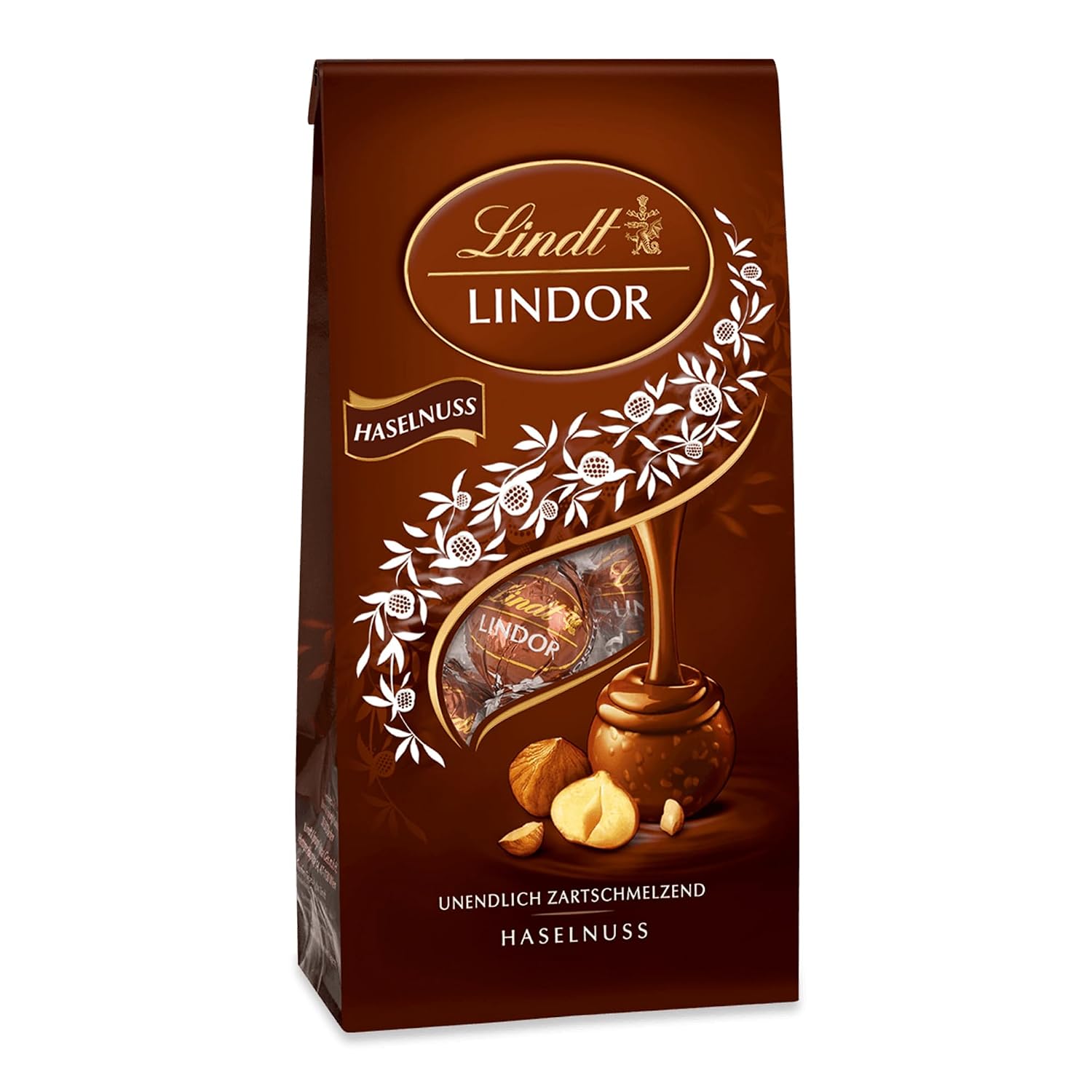 Lindt Lindor Chocolate Balls Hazelnut Milk Chocolate 137g Bag Approx. 10 Balls of Milk Chocolate with Soft Melting Nut Filling Chocolate Gift Chocolate Gift