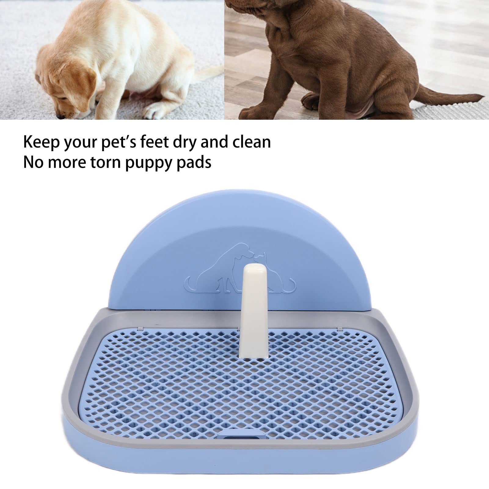 Pssopp Formation de Chien Toilette Chien Pot Clôture Pot Plateau avec Couverture Murale Tapis de Formation Support Protection du Sol Support de Tapis pour Chien(Bleu)