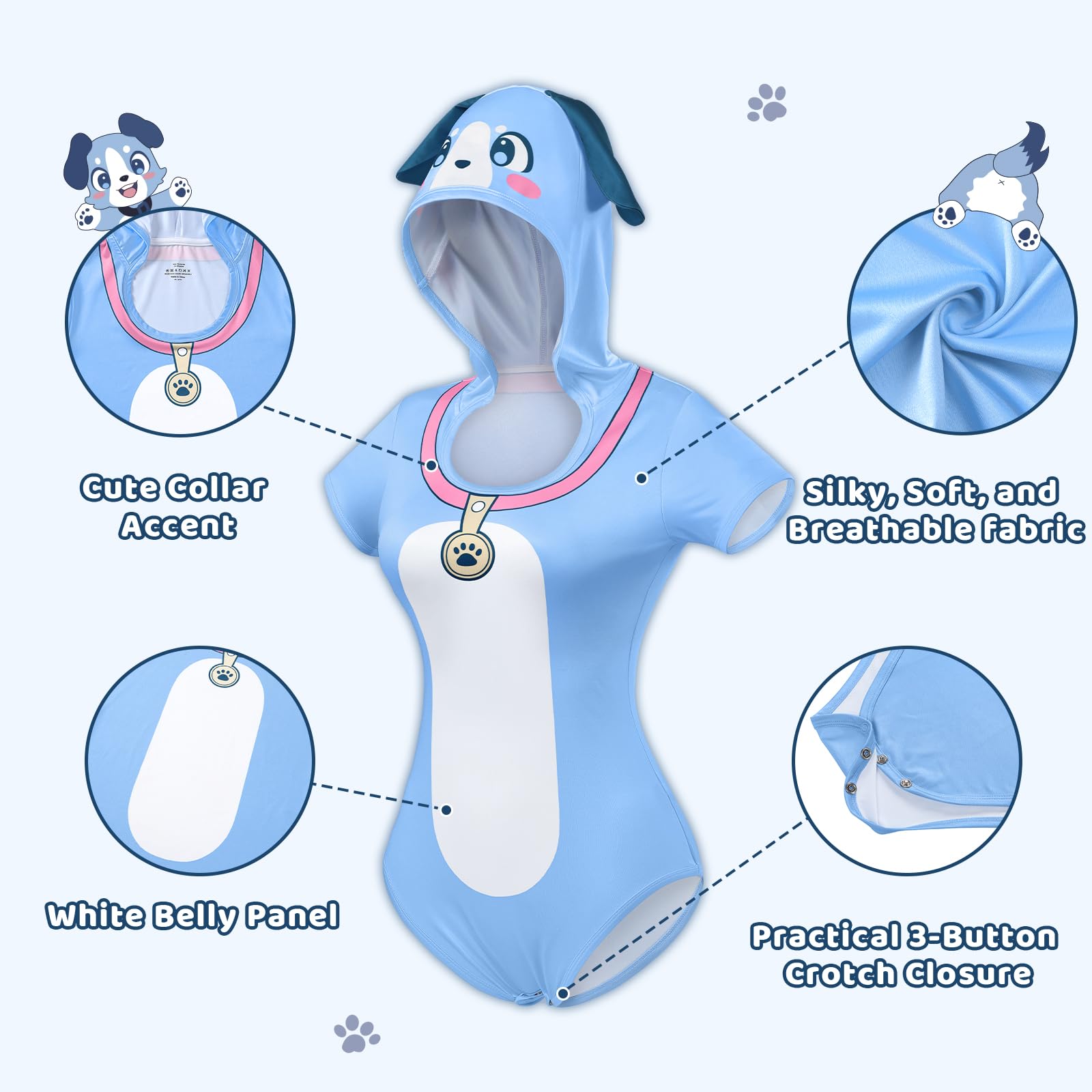 LittleForBig Jedwabisty kombinezon piżamowy - model Little Furry Blue Baby