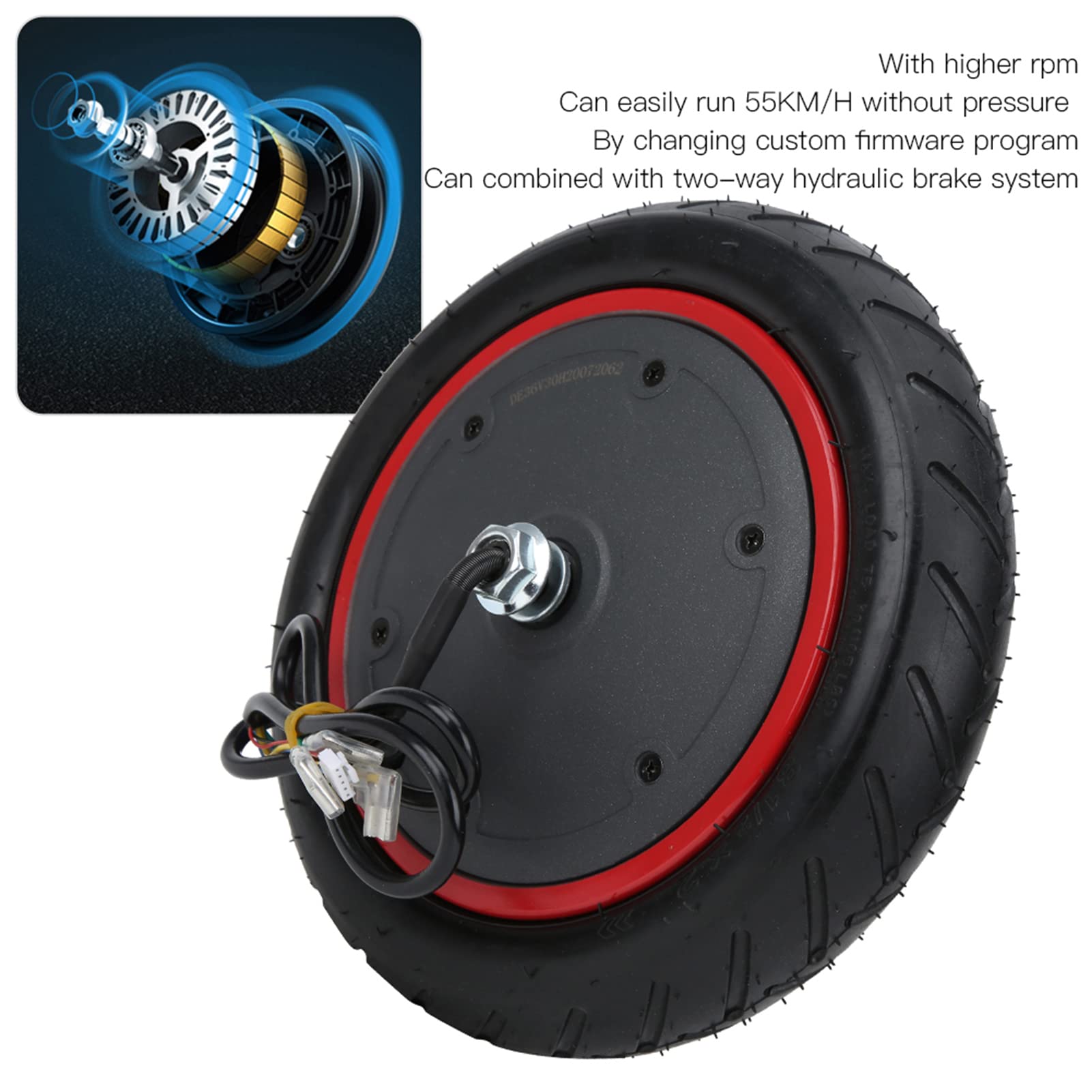 Roue de Moteur de Moyeu de Trottinette Électrique pour Xiaomi M365 Pro/M365 Pro 2, 36V 350W Pneu Gonflable de Roue de Moteur d'Entraînement de Scooter Électrique