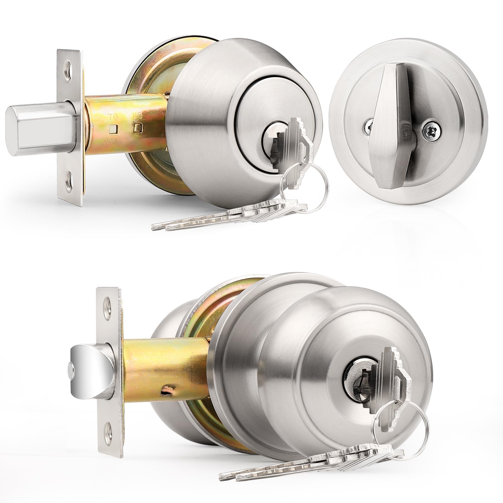 Probrico Matte Black Door Knob & Deadbolt Set -14