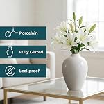 Willowy 10 Inch Porcelain Vase - White Ceramic Vase, White Vases for Decor, Decorative Vase, Ceramic Vases for Home Decor, Farmhouse Vase, Large White Vase for Pampas Grass, Modern Vase