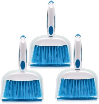 Small Broom and Dustpan Set, Small Dustpan and Brush Set, Mini Dust pan and Brush, Hand Broom and dust pan, Mini dustpans are Ideal for Cleaning Little Areas Like desks, Kitchens, pet Rooms. 3 Set