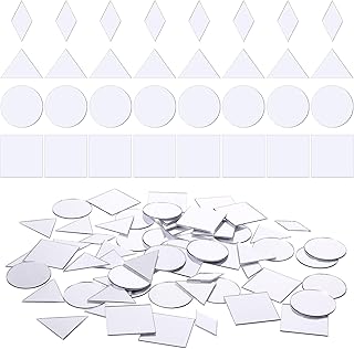 120 espejos de 4 formas para manualidades, piezas de espejo pequeño de 1 pulgada para manualidades, mini espejo, mosaico, triángulos, cuadrados, redondos/rombos para decoración de lámpara de