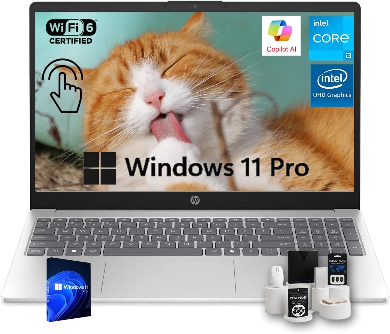 Business Laptop, 15.6" Touchscreen 250Nits Display, w/Accessories, Intel i3-1315U(Up to 4.5GHz), Intel UHD Graphics,Copilot AI, Wi-Fi 6, Win 11 Pro, 32 GB RAM, 1 TB SSD