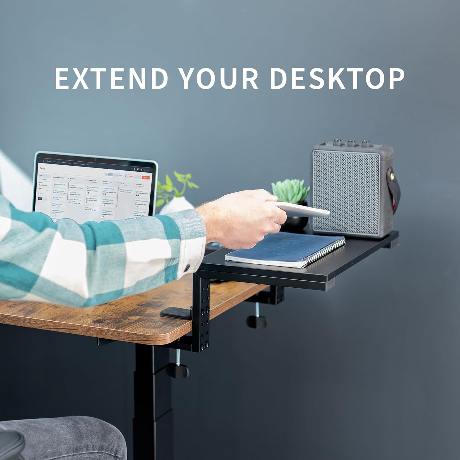 VIVO Clamp-on 15 inch Desk Extension Shelf for Gaming Devices, Ergonomic Computer Monitor and Laptop Riser, Printer Stand, Versatile with Freestanding Feet Included, Desktop Organizer, DESK-SHELF15B