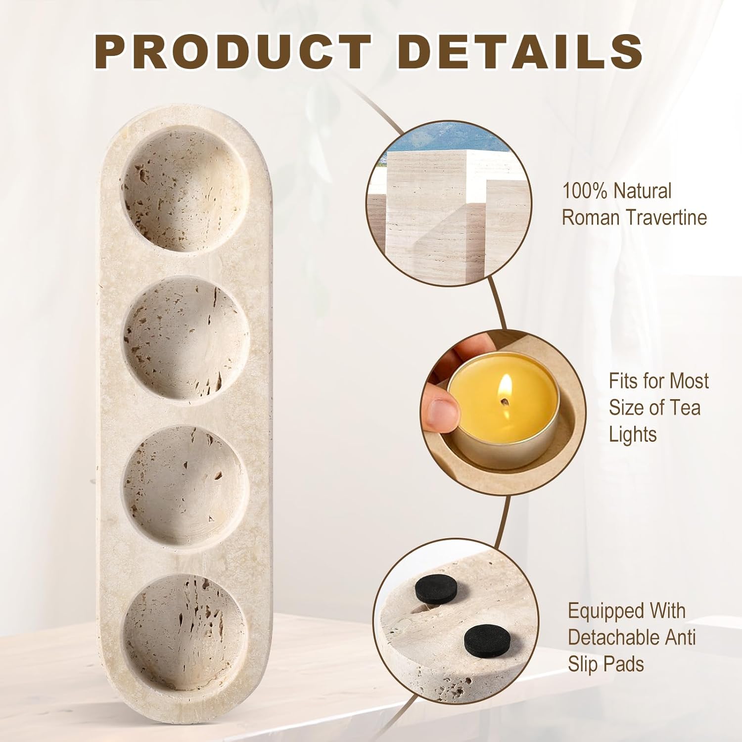 大理石キャンドルホルダー 4穴 天然大理石 ティーライトキャンドルホルダー ホームデコレーション 結婚式 パーティー テーブルセンタ