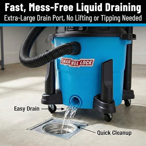 Miniatura 4 de Channellock Aspiradora húmeda/seca VBV1210.CL - Soplador HP de 5.0 picos, filtro de espuma, 12 galones