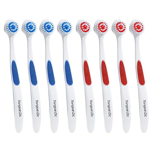 Cepillo de lengua (paquete de 8) - Raspador de lengua - Limpiador de lengua - Reduce el mal aliento - Higiene bucal - Aliento fresco