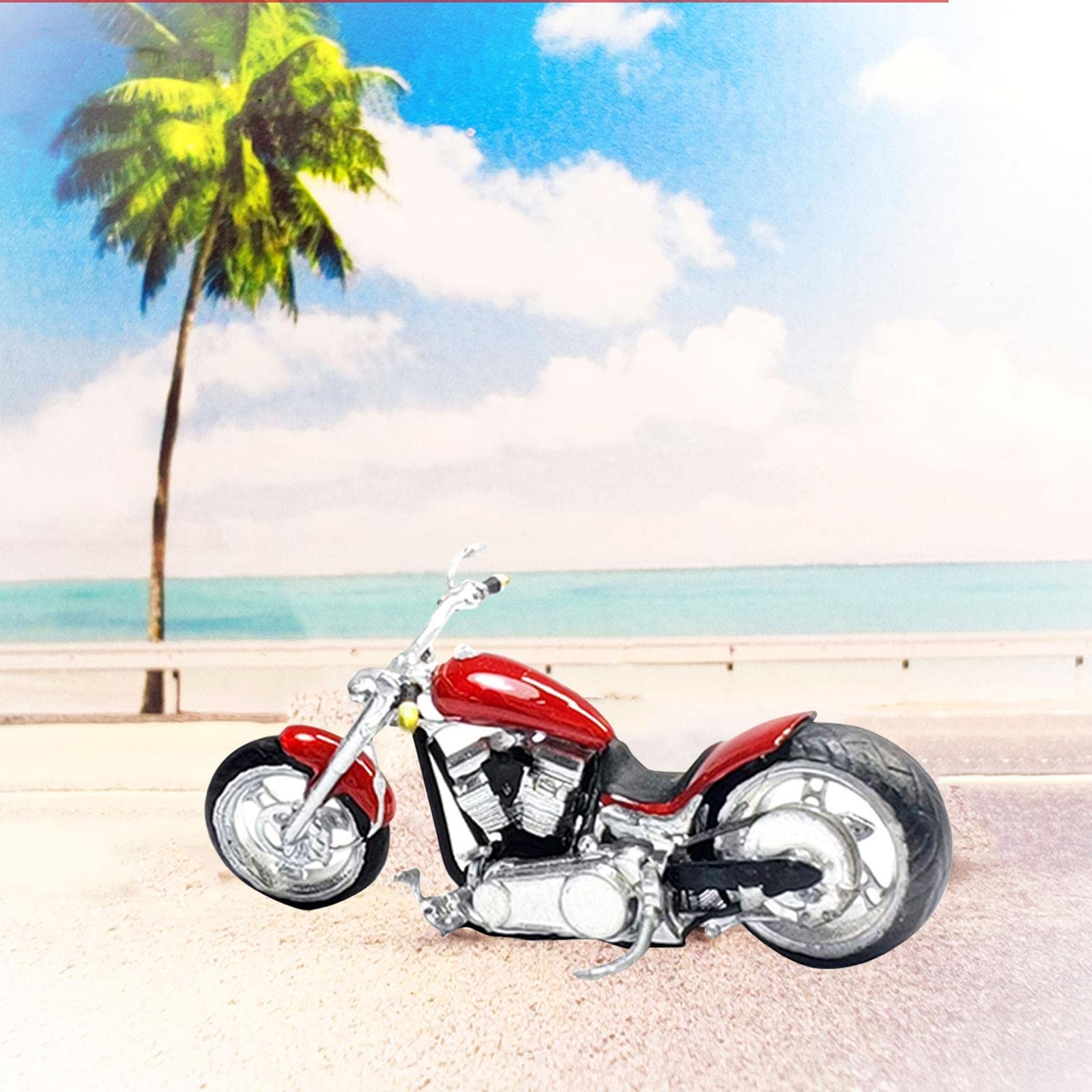 Figure Realistiche di Motociclette Dipinte in 1/64 per Diorami Ferroviari, Modellini di Veicoli per La Decorazione di Scene, Rosso