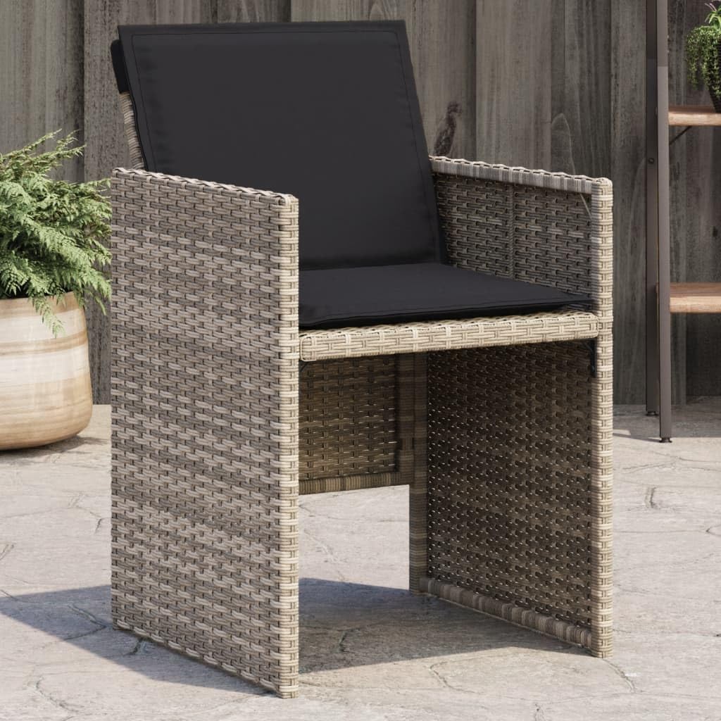 Chaises de jardin élégantes en polyrotin tressé main Homgoday, gris clair