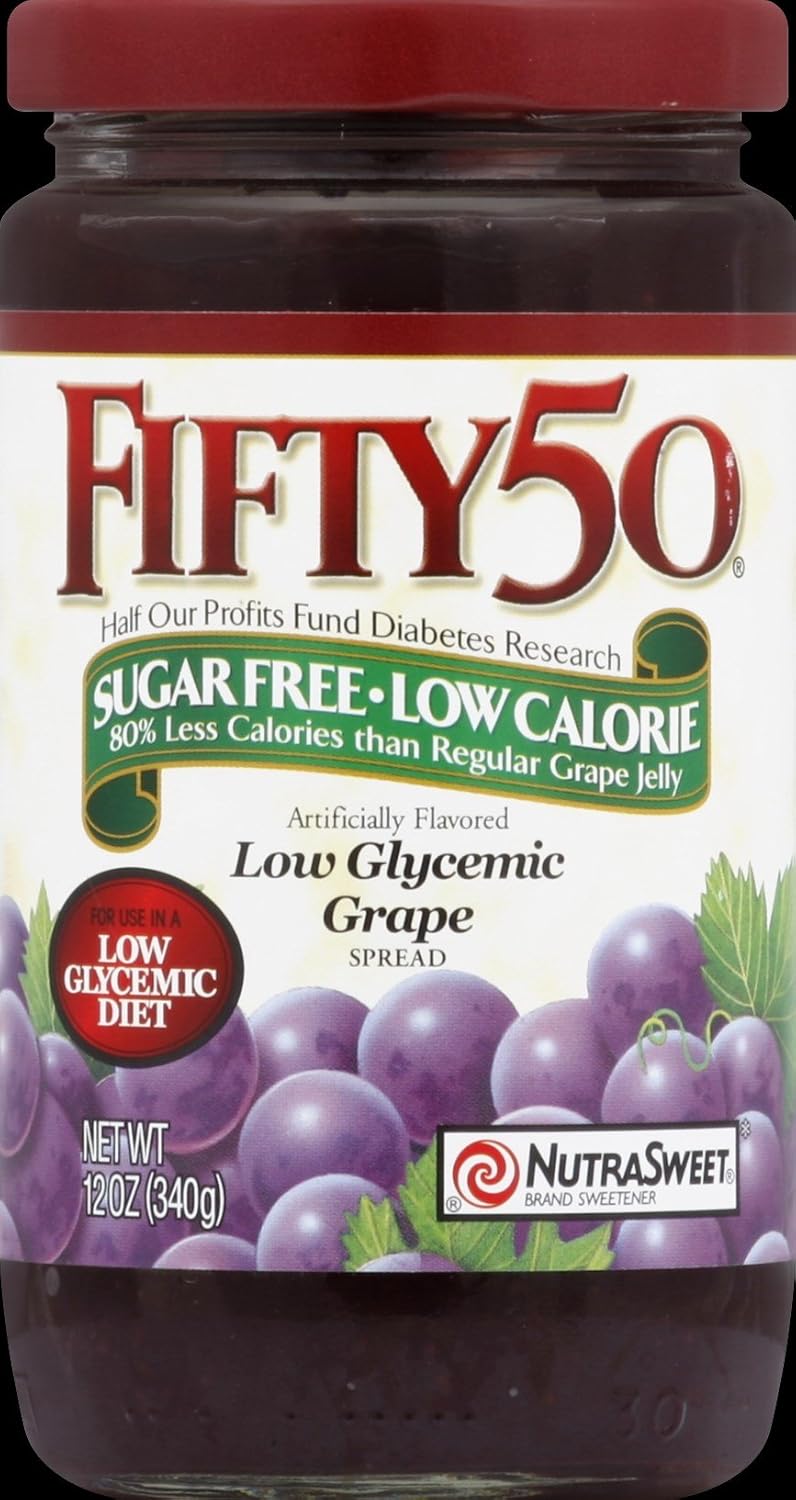 Fifty 50 Spread, Grape, Low Glycemic, Pack of 24 Health