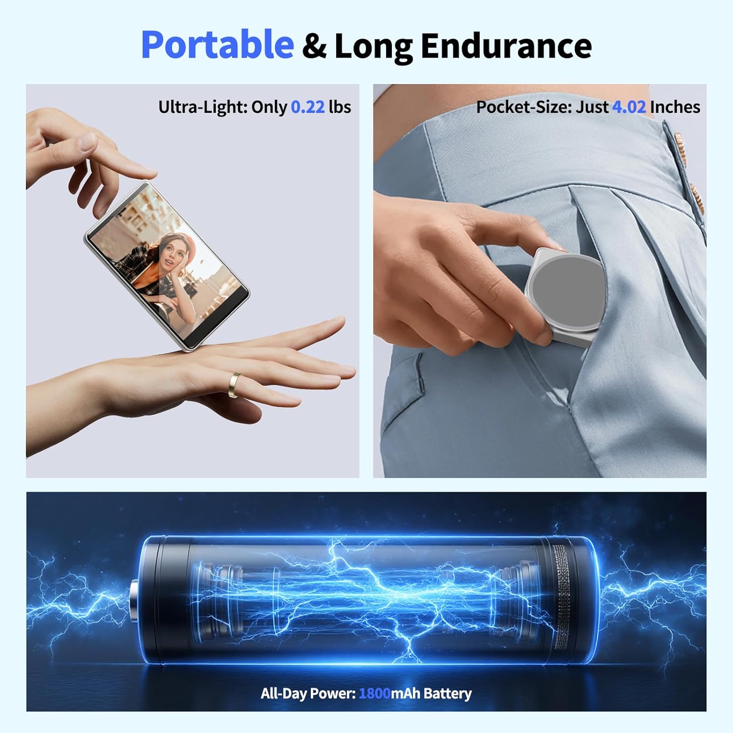 FMC Selfie Monitor Screen Phone Vlog Support 4K 30fps Wireless Connection Magnetic Selfie Screen Mirroring Using Back Camera for Vlog Live Stream TikTok Compatible with iPhone & Android (Gray)