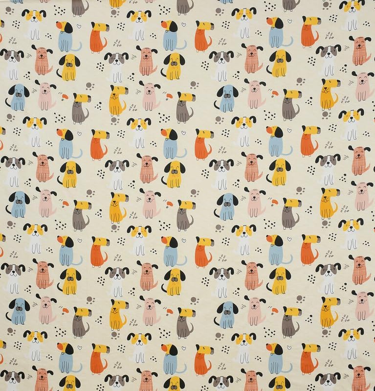 Image of RD FABS Glace Cotton Wrinkle Free Soft Hypoallergenic Single Bed Sheet with 1 Pillow Cover | Cartoon Printed Kids Bedsheet for Boys & Girls Room | 60x90 Inches | Beige Dog Print | 144 TC