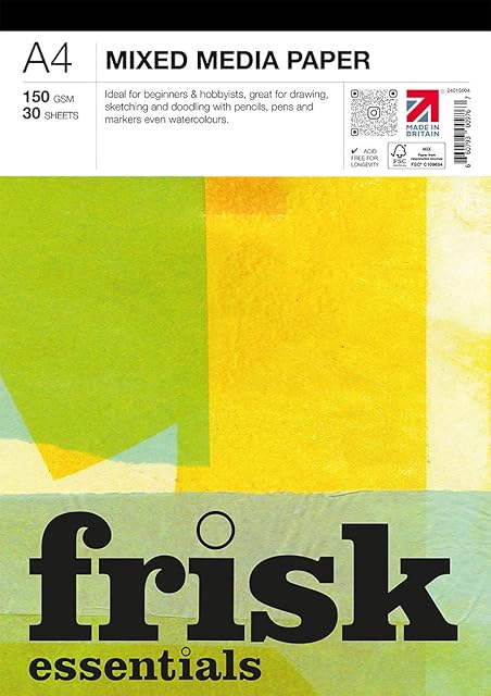 Frisk Essentials Mixed Media Paper Pad 150gsm 30sheets A4, White