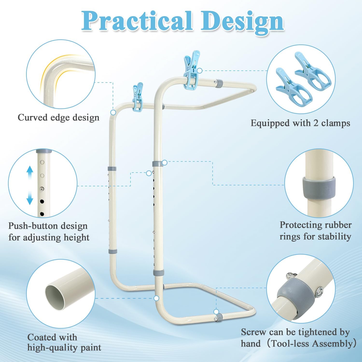 Blanket Lifter Foot Cradle Lift Bar for Feet Adjustable Blanket Support Lifters Holder Bed Foot Tent Blankets Riser Sheet Raiser Heavy Duty Steel Medical Accessories Leg Knee Ankle Surgery Recovery