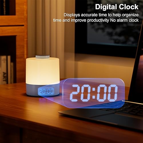 Miniatura 5 de Wobane Luz nocturna para niños, iluminación LED regulable de 3 colores para bebé, batería recargable de 3600 mAh con hora digital (sin reloj