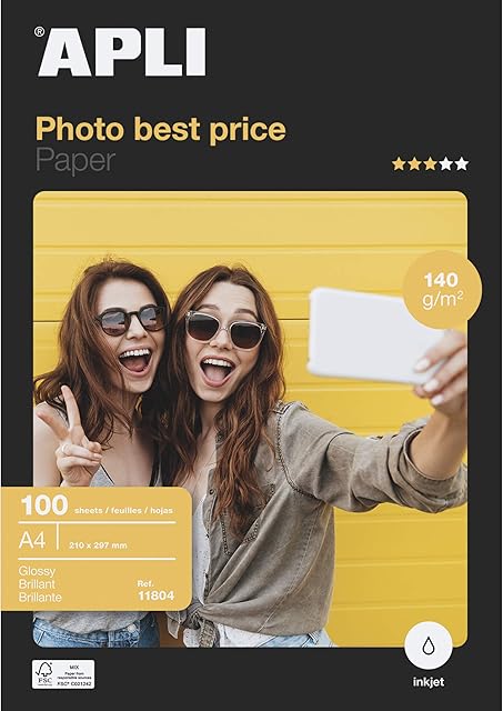 Apli Best Price Photo Paper Glossy 140gsm A4 Ref 11804 [100 Sheets]