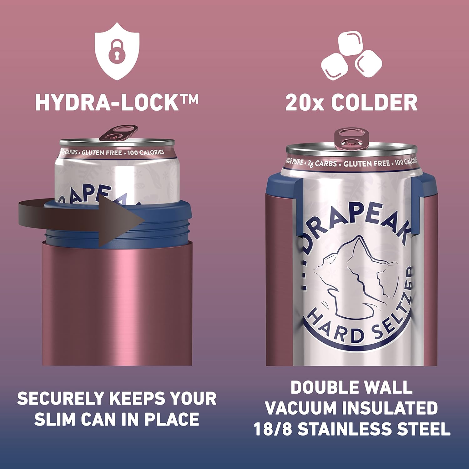 Hydrapeak Slim Can Cooler - Double Wall Insulated Skinny Can Cooler for All 12 oz - Image 2
