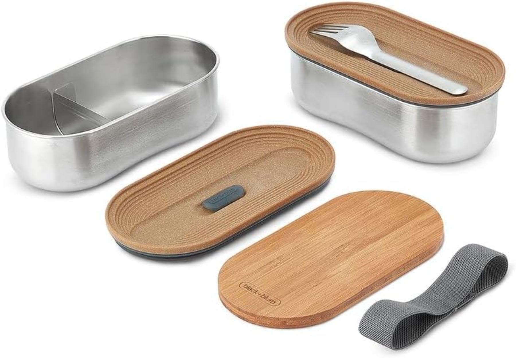 BLACK + BLUM - Bento Box Empilable en Inox 2 x 500ml avec Fourchette et Gourde en Acier 600ml - Ensemble Lunch Box avec Couvercle et Bouteille Étanche