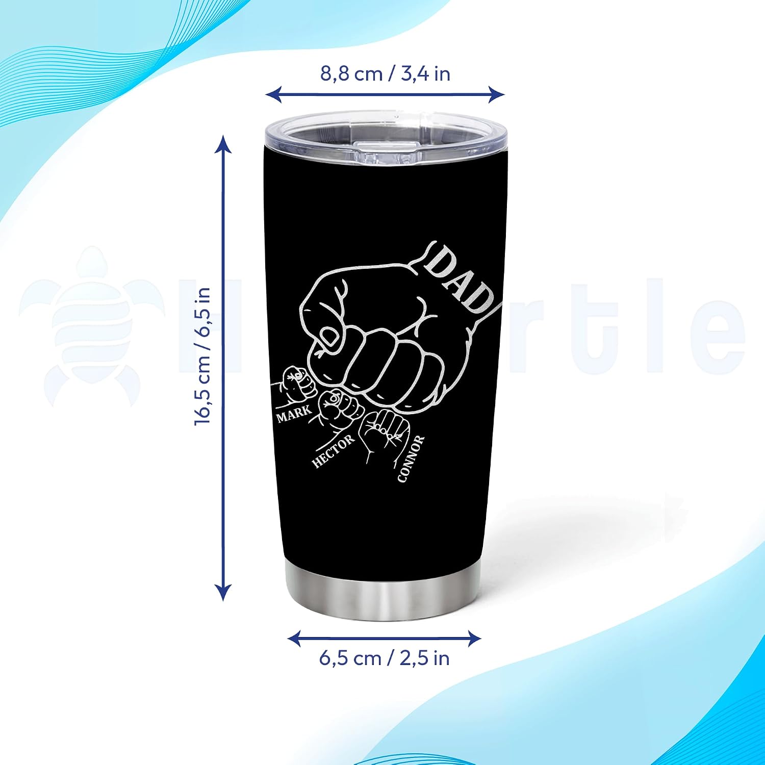 Hyturtle Personalized Fathers Day Gift For Dad - Fist Bump Dad And Childs Stainless Steel Tumbler Coffee Cup 20oz - Funny Dad Gift From Daughter Son Wife - Dad Grandpa Gift For Birthday, Christmas
