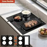 KICHPOWER Induction Hob 4 Zone with 1 Flexible Zone, Built-in Induction Hob 60 cm with Boost Function, Touch Control, 6000W, 9 Power Levels, 1-99 Min timer, Child Lock - 3