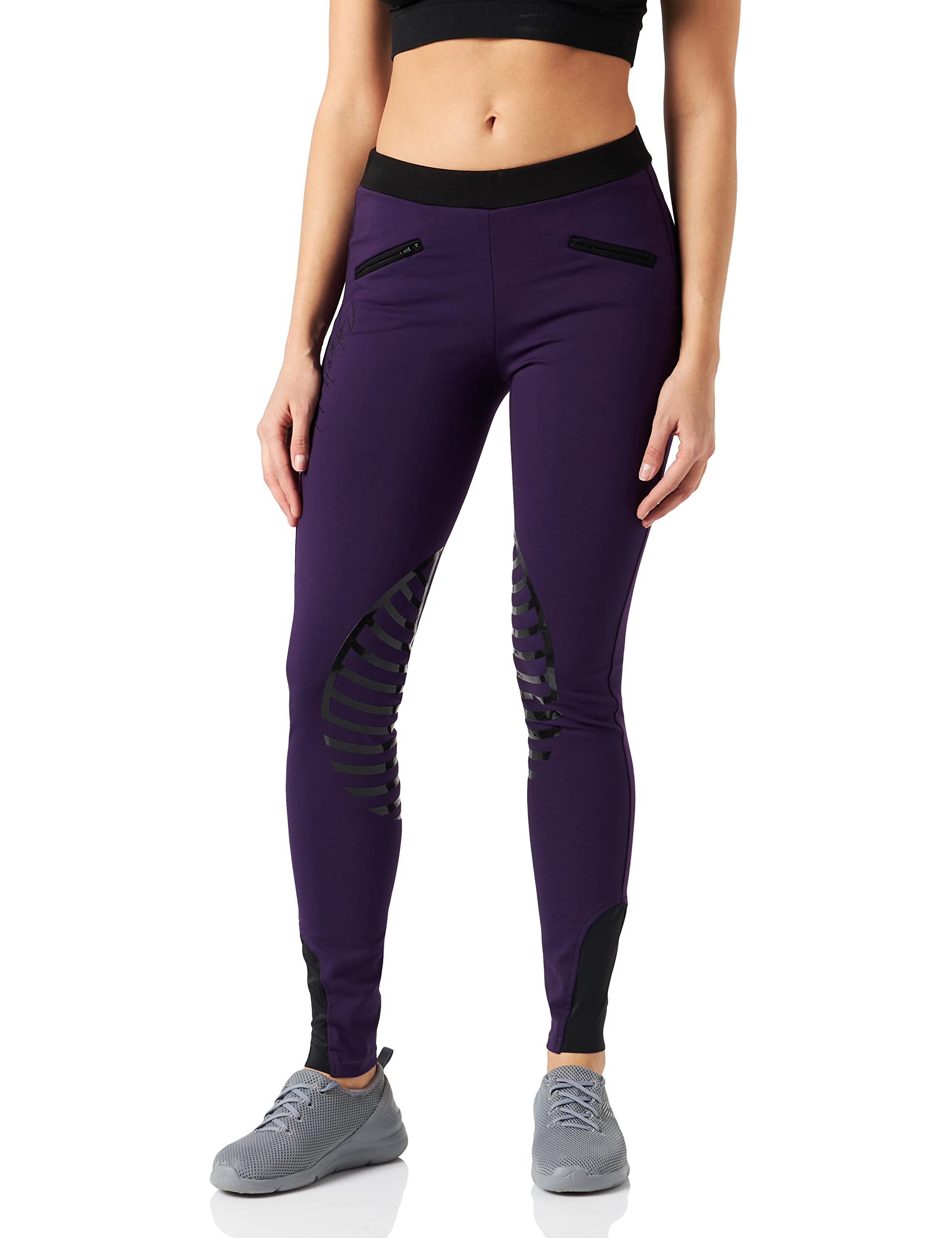 HKM Pantaloni da equitazione Leggings Starlight Donna, Viola/Nero, 40