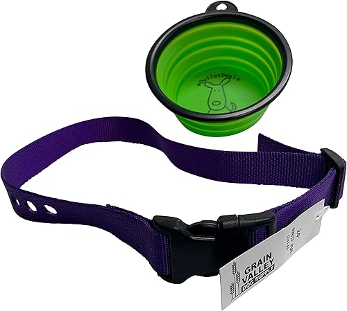 Vista 6 de Correa de repuesto, se adapta a la mayoría de collares PetSafe, 3 agujeros precortados, nailon de 1 pulgada, incluye cuenco de viaje para mascotas