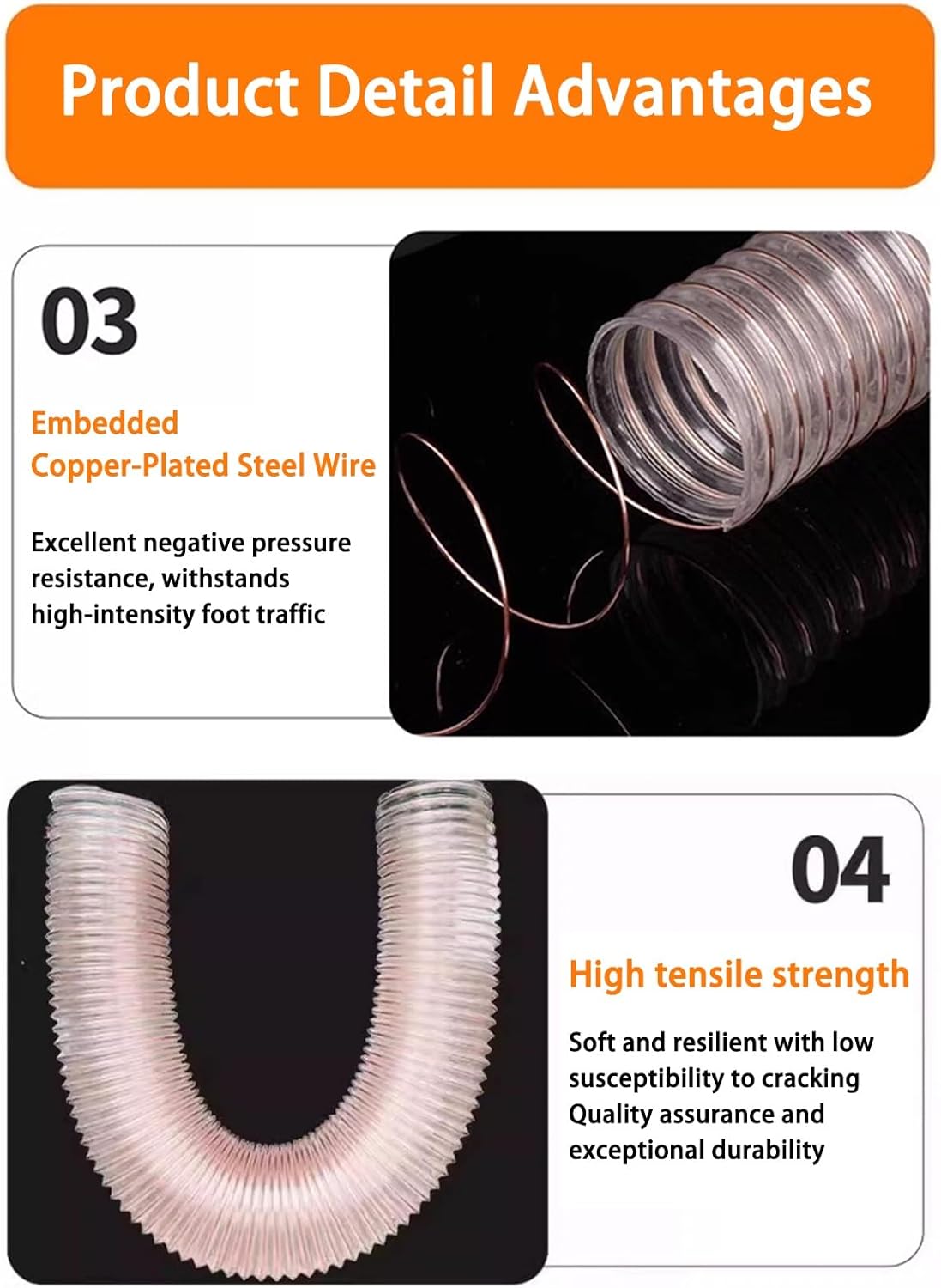 Vacuum Hose,Transparent Steel Wire Hose,High/Low Temperature Resistance,Excellent Stability,Suitable for Food Industry and Engraving Machines(29.5ft/9m)