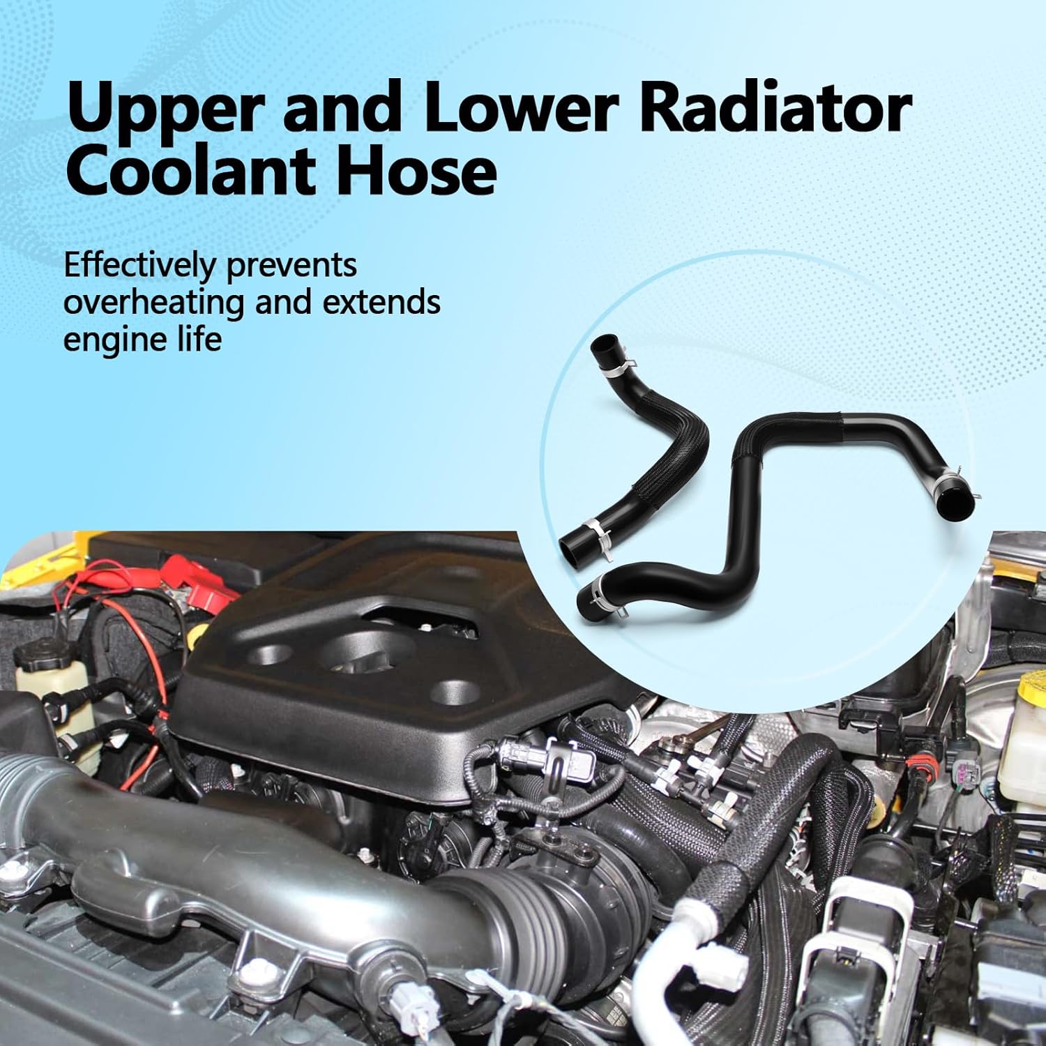 Radiator Coolant Hose Compatible with Wrangler 2012-2018, Wrangler JK 2018 3.6L V6 Replaces 55111395AE 55111394AC