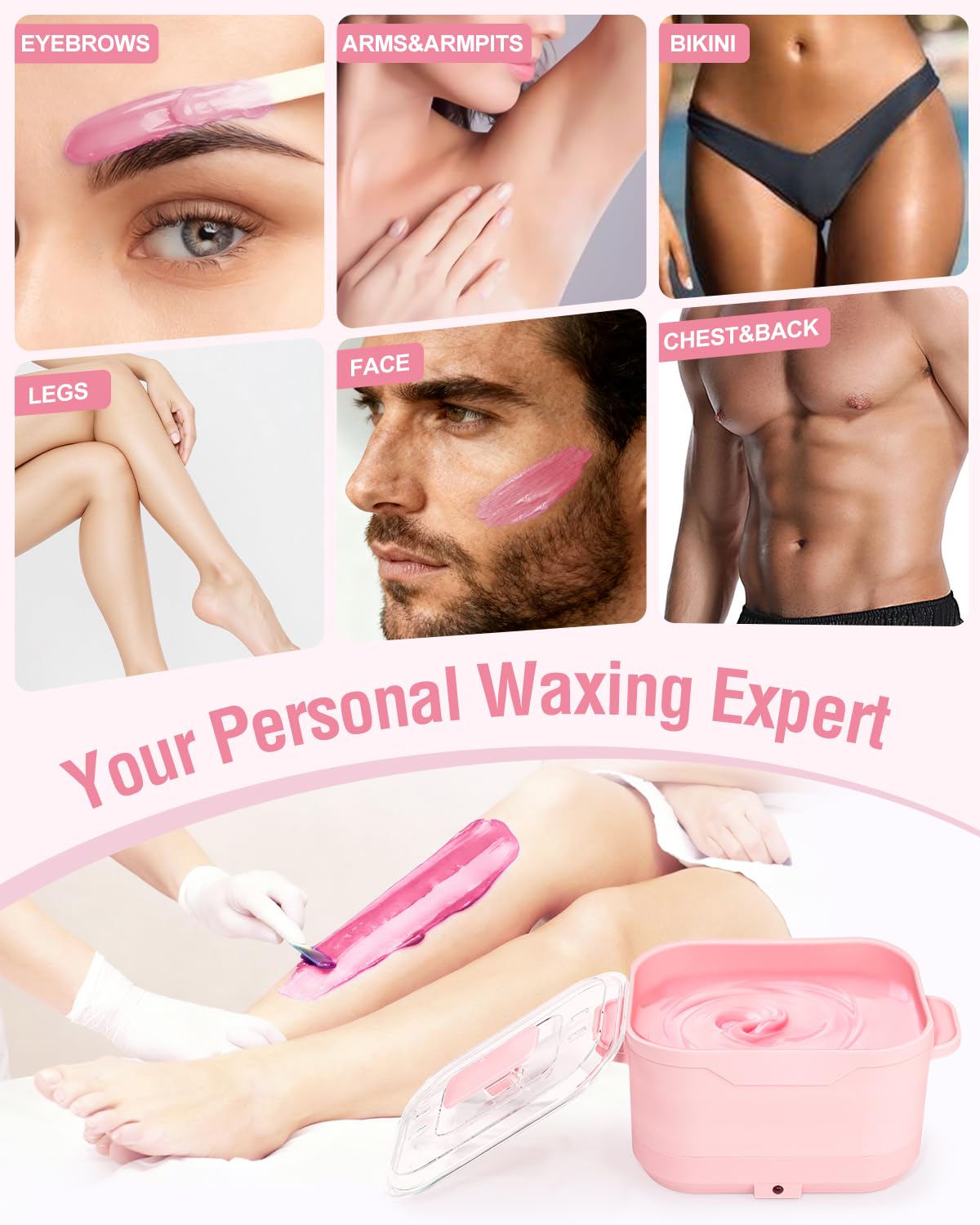 Silicone Wax Warmer for Hair Removal, Foldable Waxing Heater Machine for Melting Hard Soft Wax Beads, 18.6oz Electric Waxing Kit Silicone Wax Pot - Beginner Friendly, Fast Heating, Easy to Clean