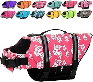 Doglay Dog Life Jacket, Dog Life Vest for Swimming Boating, Adjustable Puppy Life Jacket with Reflective Stripes, Superior Buoyancy Dog Swimming Vest for Small Medium and Large Dogs