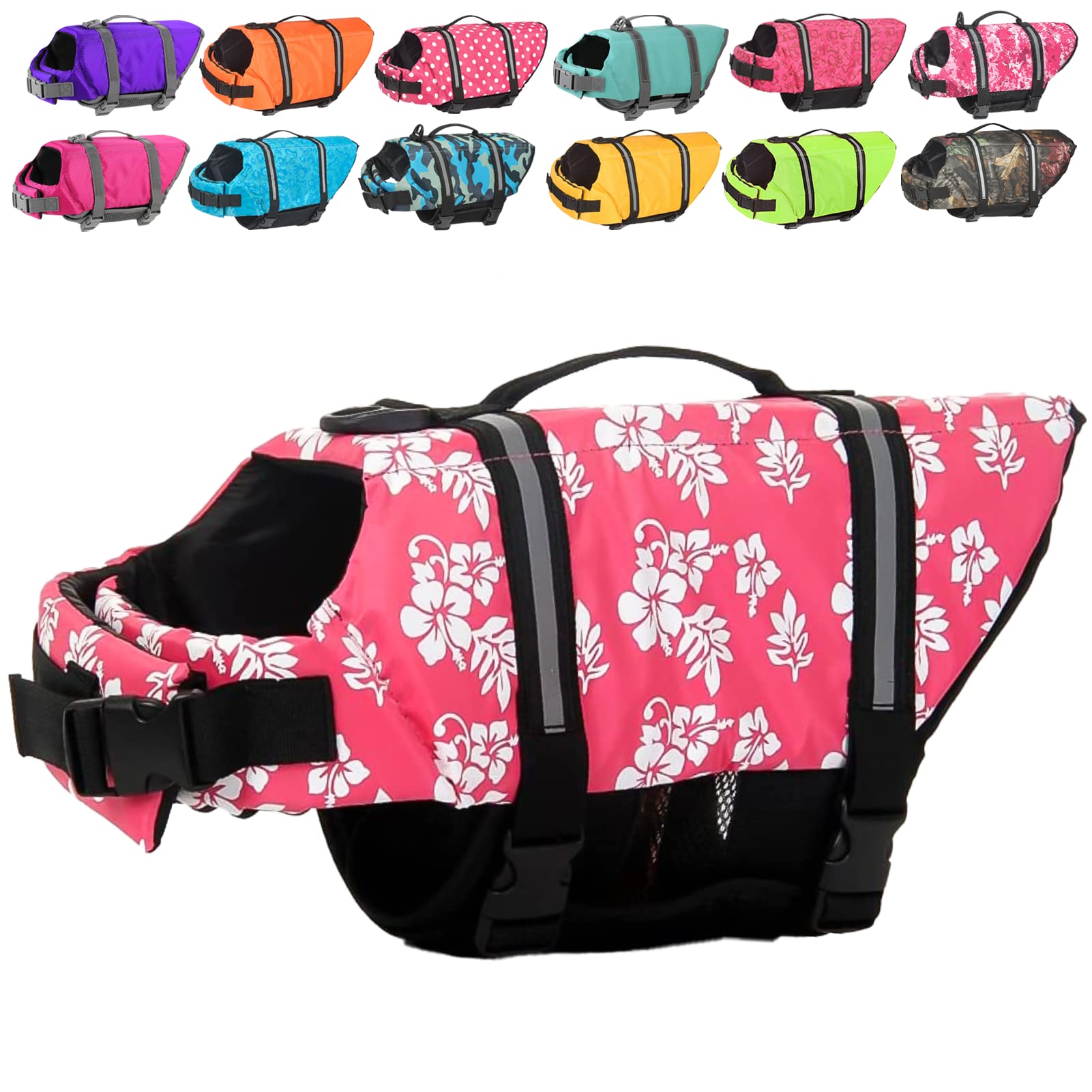 Doglay Dog Life Jacket, Dog Life Vest for Swimming Boating, Adjustable Puppy Life Jacket with Reflective Stripes, Superior Buoyancy Dog Swimming Vest