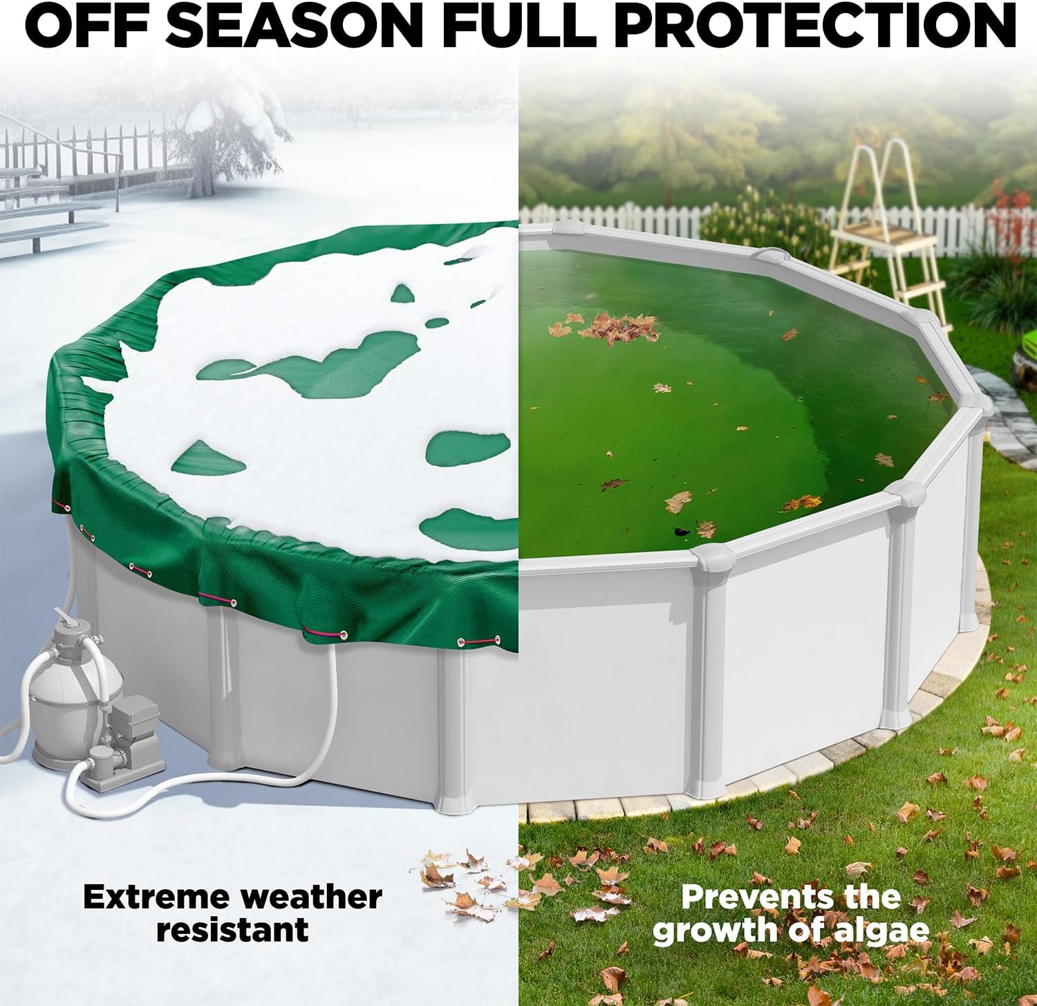 28 ft Round Pool Cover for Above Ground Pools, Above Ground Pool Cover, Swimming Pool Cover, Winter Pool Cover, Keeps Out Debris, Cold and UV Resistant, Supreme Mesh, Green