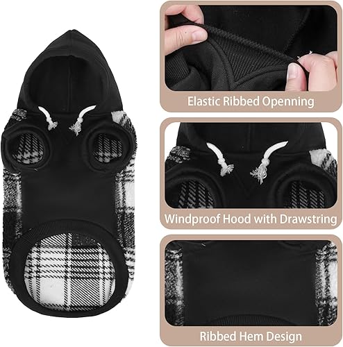 Miniatura 4 de PUPTECK Sudadera con Capucha para Perro Sudadera para Cachorro Suéter Cálido para Perro Ropa de Invierno Abrigos para Clima Frío para Perros Negro