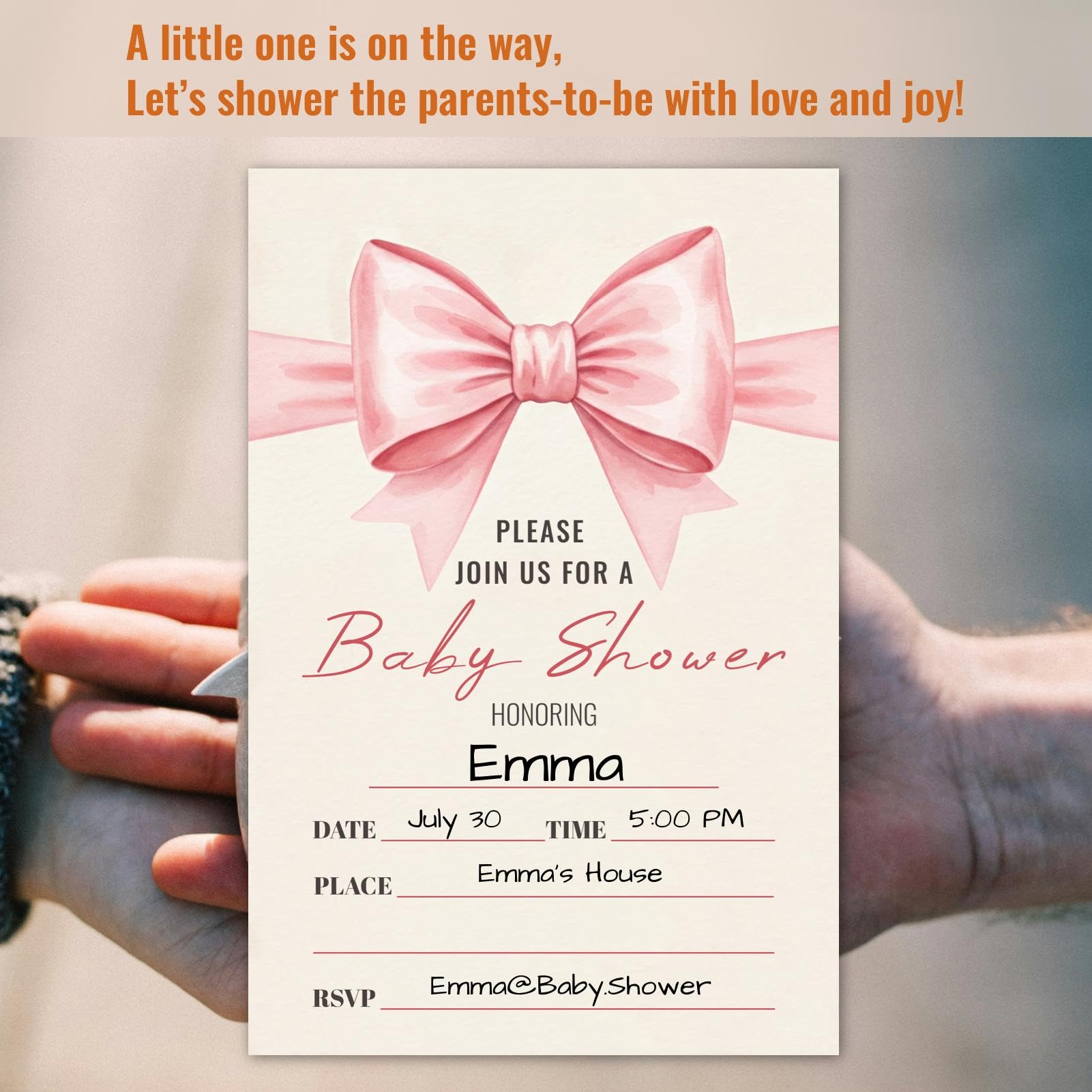 Różowy łuk Baby Shower Party zaproszenia kartka zestaw papieru z kopertami dla dziewczynki chłopca 25 szt. 10 x 15 cm słodkie ciepło