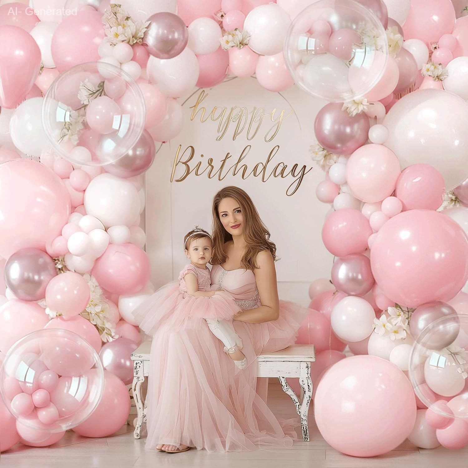 Pink and White Balloon Arch Kit, Pastel Pink Balloon Garland with Dusty Light Pink White Metallic Pink Balloons and Clear Balloons for Bridal Shower Wedding Girl Birthday Coquette Party Decor thumbnail