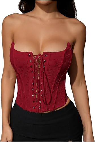 MakeMeChic Women's Renaissance Corset Bustier Tops Shapewear Strapless Top