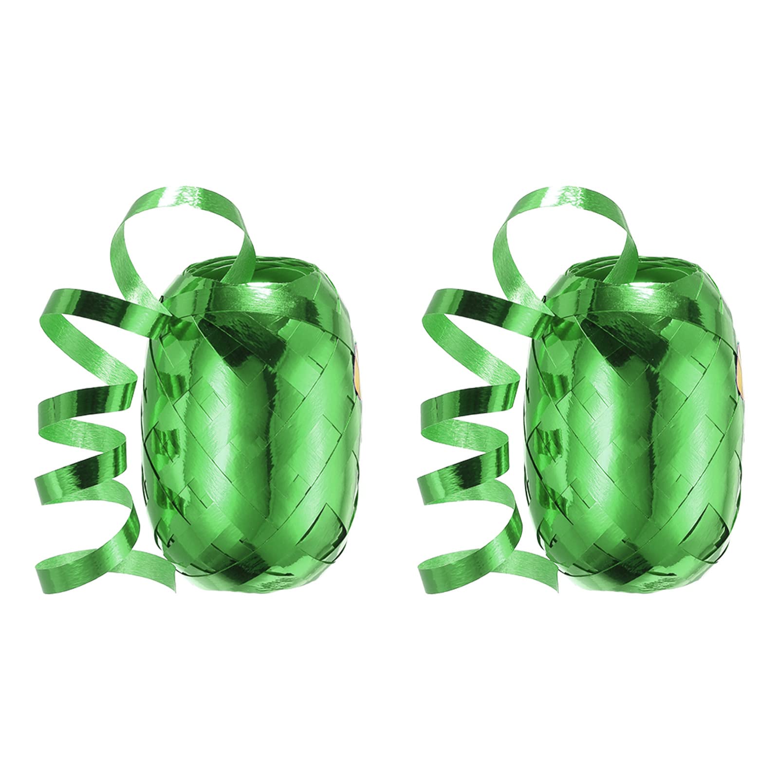 PATIKIL 2pcs Curling Ribbon Crimped Balloon String Shiny Metallic 5mm 10m for Christmas Wedding Gift Crafts Florists Decoration Green