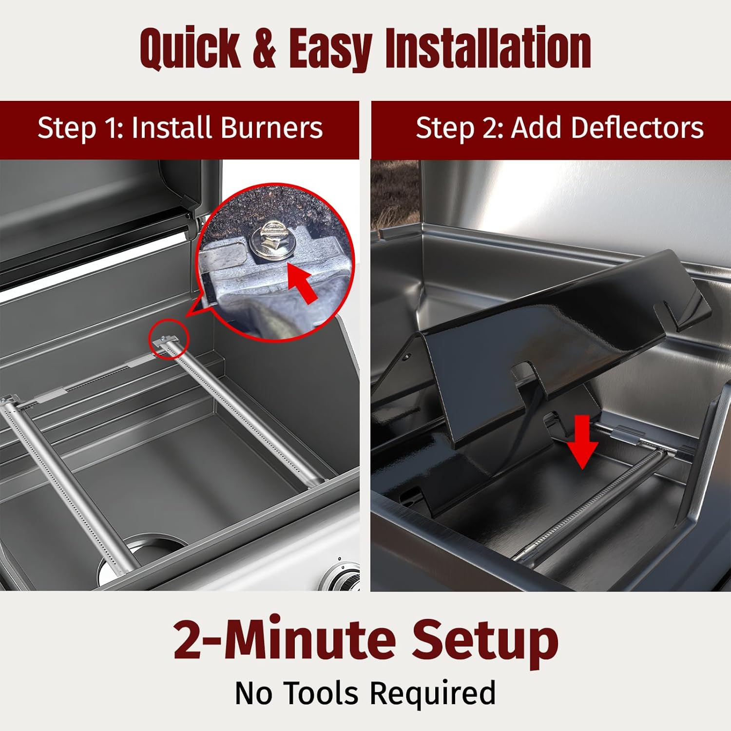 SHINESTAR Parts for Weber Spirit 2 Grill,GS4 Spirit II 200 Series with Front Control Knobs,Replacement for 15.3" Weber Spirit Flavorizer Bars (67045) &18" Burner Tubes(69785) Set