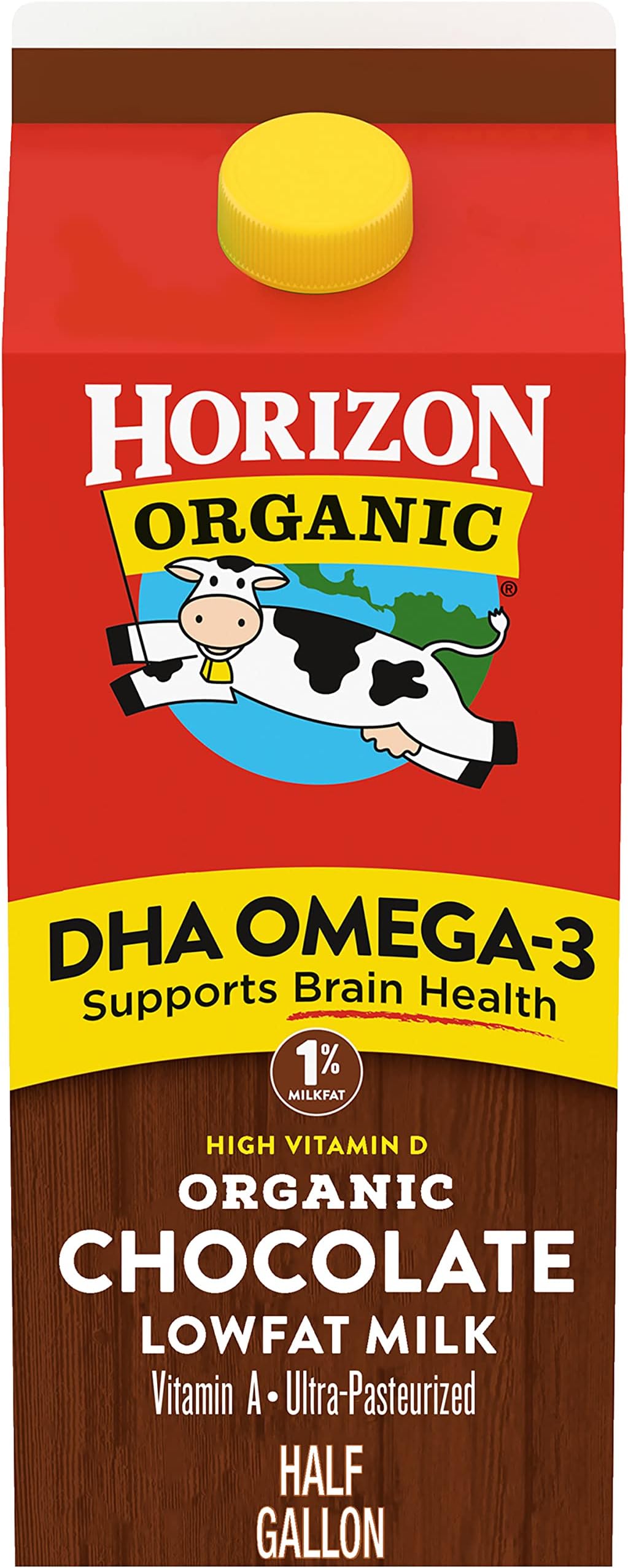Horizon Organic 1% Low Fat milk with DHA Omega-3, Chocolate, Half Gallon