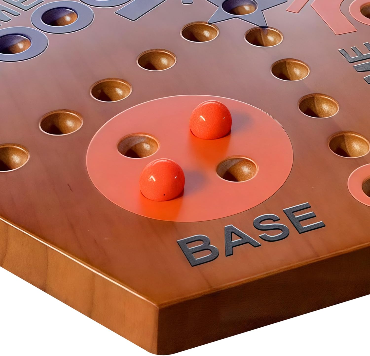 Wooden Board Game, Board Game Original Marble Game Double Sided Painted 2 to 6 Player Fast Track Wooden with 6 Colors 24 Marbles 6 Dice for Adults Kids Family(15 INCH Flame)