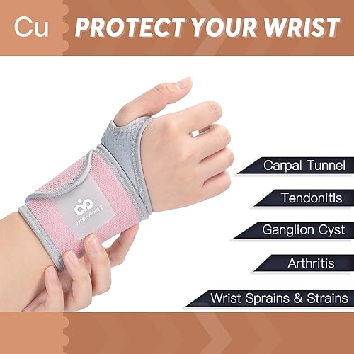 Miniatura 5 de INDEEMAX Paquete de 2 muñequeras de cobre para túnel carpiano, muñequeras de compresión para esguinces de muñeca, artritis, tendinitis, soporte de