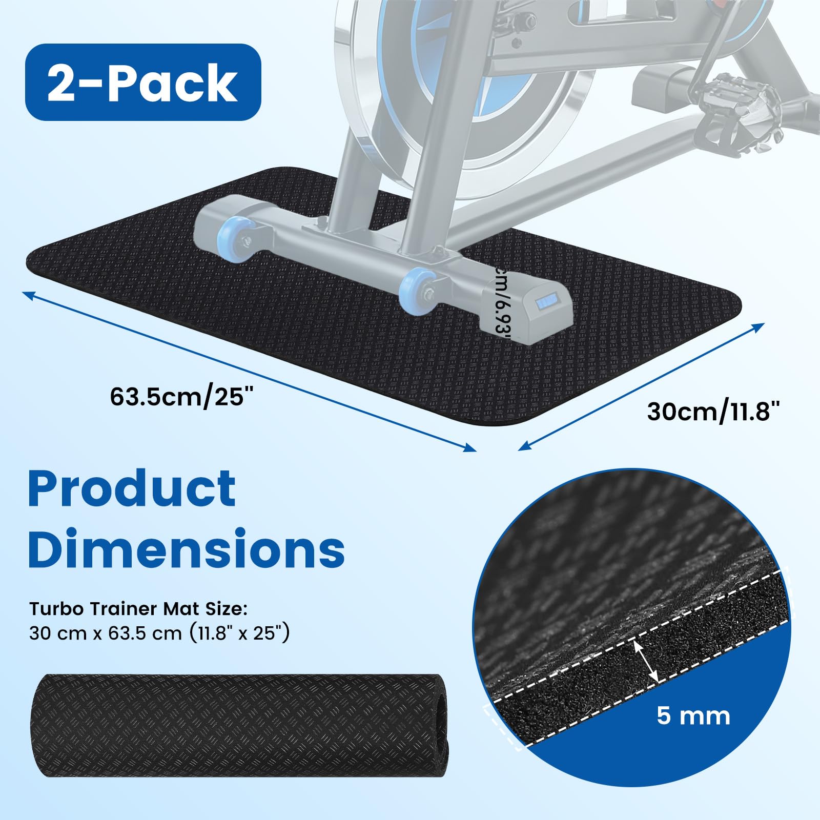 2Pezzi Tappetino Protezione Pavimento per Attrezzi Fitness, Tappetino Antiscivolo Doppia Faccia in Silicone, Tappeto di Protezione per Pavimento, Sottopattino per Attrezzatura Sportiva, Tapis Roulant