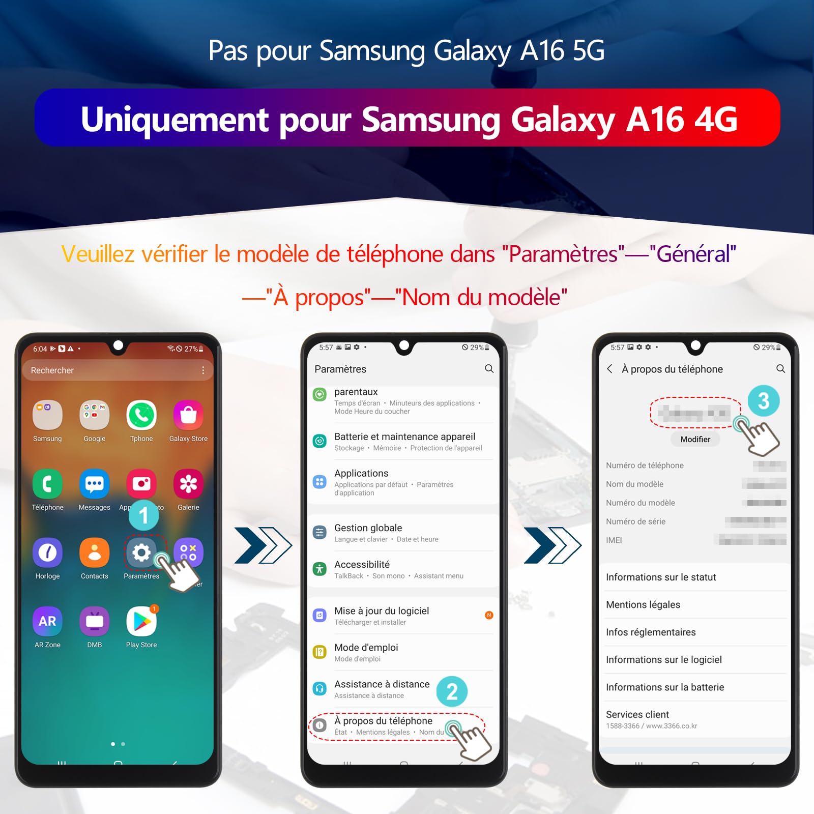 RongZy Écran Tactile LCD Compatible avec Samsung Galaxy A16 4G De Remplacement LCD Tactile Vitre pour Galaxy A16 4G SM-A165F/A165M avec Kit D'outils de Réparation(6.7",Noir avec Cadre)