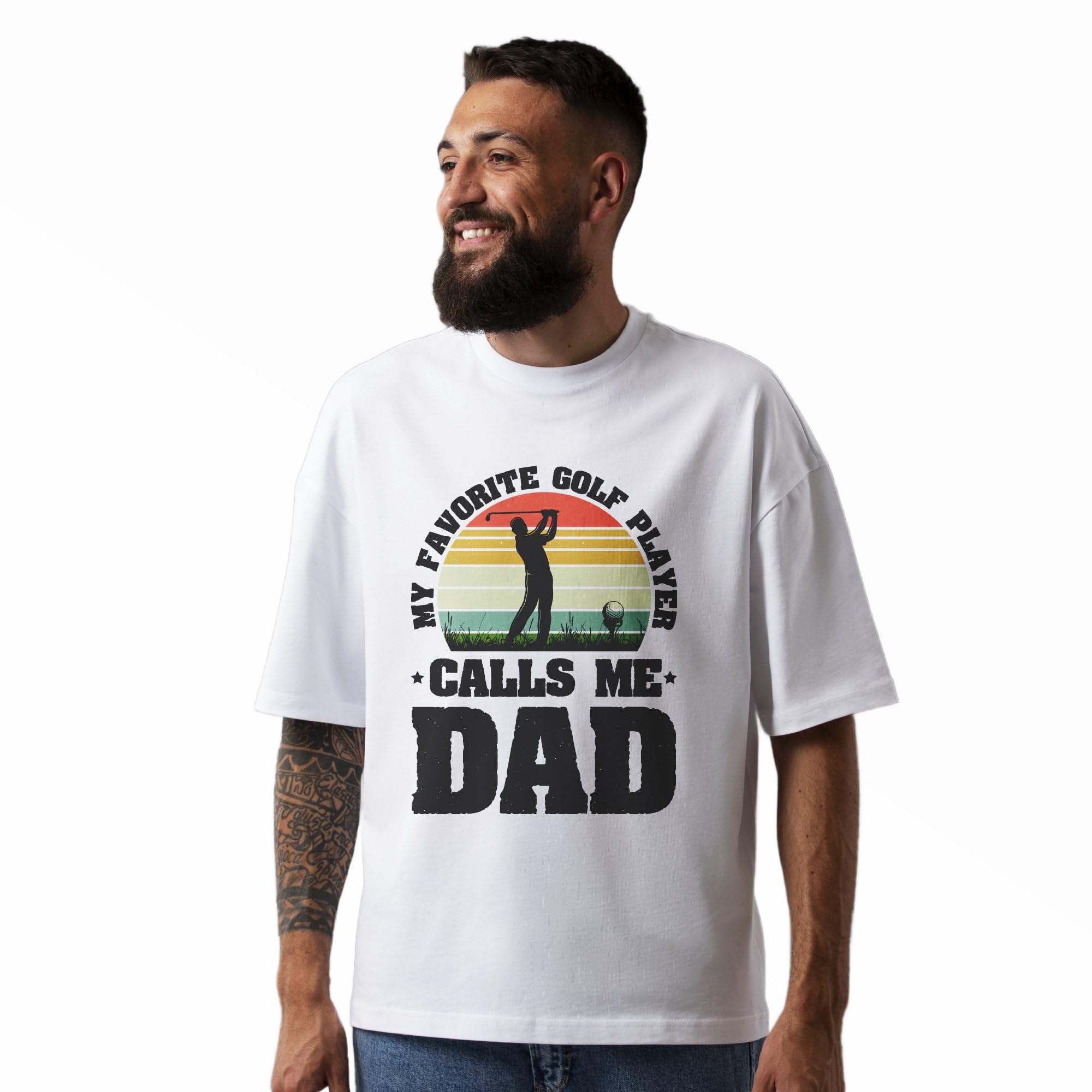 Seek Buy Love Men's Oversized Golf T-Shirt, My Favorite Player Calls Me Dad, Casual Sports Tee, Vintage Style Graphic Tee
