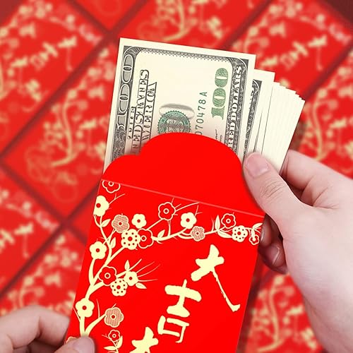 Miniatura 6 de COMONS 30 sobres rojos chinos de la suerte, paquetes de dinero HongBao, bolsillos para efectivo Lai See para Año Nuevo Chino 2024 Festival de