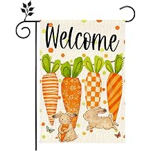 Easter Garden Flag Carrots Bunny 12x18 Inch Double Sided Outdoor Easter Decorations for Home Holiday Yard Flag