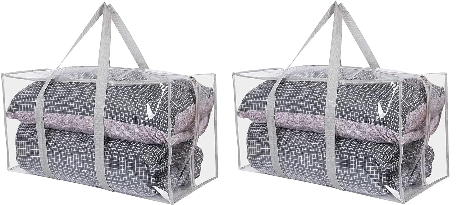 Home Style India Closet Organizer & Foldable Storage Bag for Clothes, Blankets, Comforters | Transparent PVC Wardrobe Organizer | Space-Saving Storage Solution (Pack of 2)-image-16