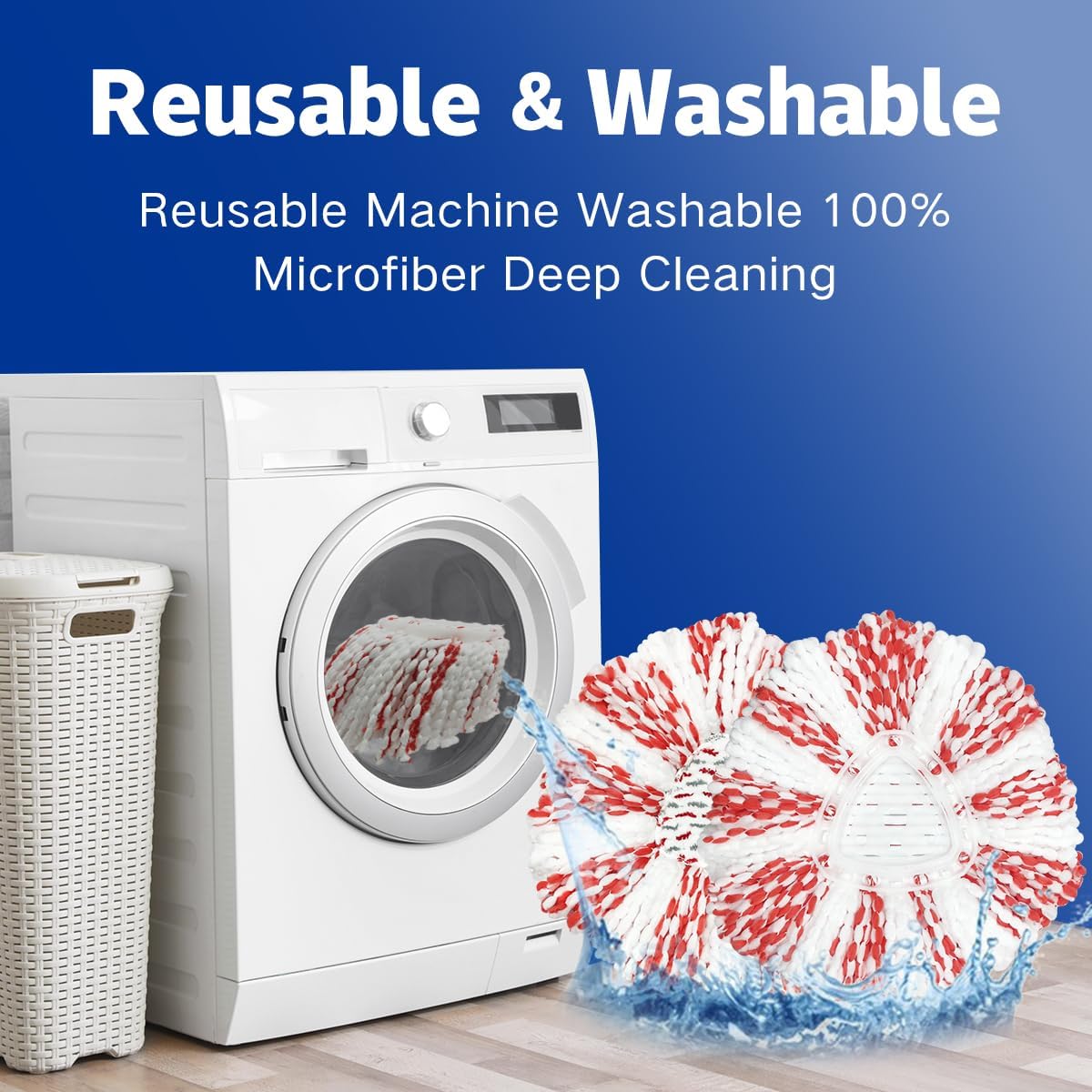 3 Pack Mop Heads Replacement for O-Ceda Easy Wring Spin Mop, Microfiber Spin Mop Refills, Deep Cleaning Mop Head Replacement